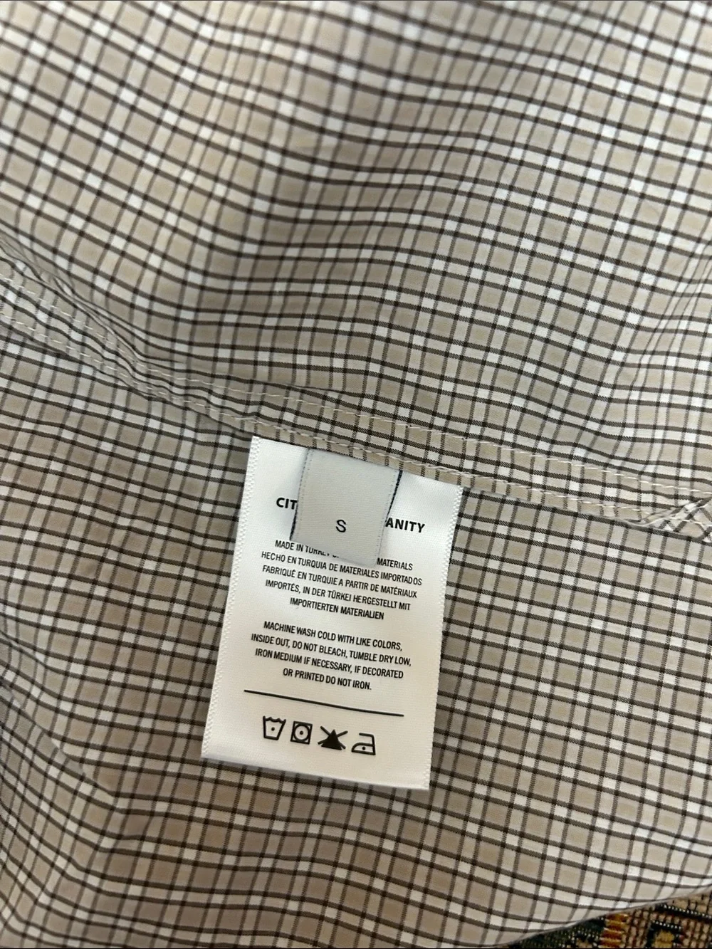 Citizens Of Humanity Beige and Brown Micro-Check Button-Down Shirt